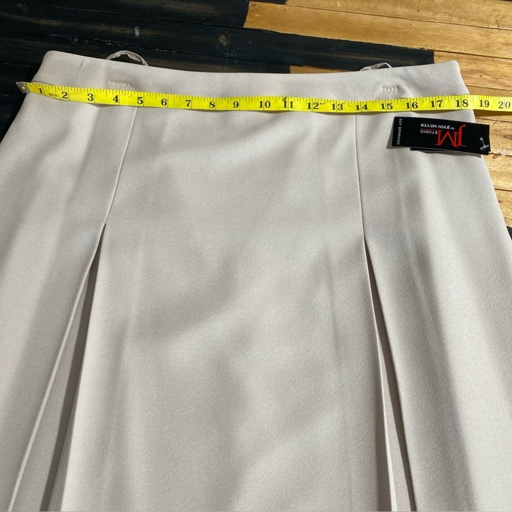 JM Studio by John Meyer Skirt Petite 14 NWT Beige Pleated A-Line Midi M-25 - Picture 13 of 14